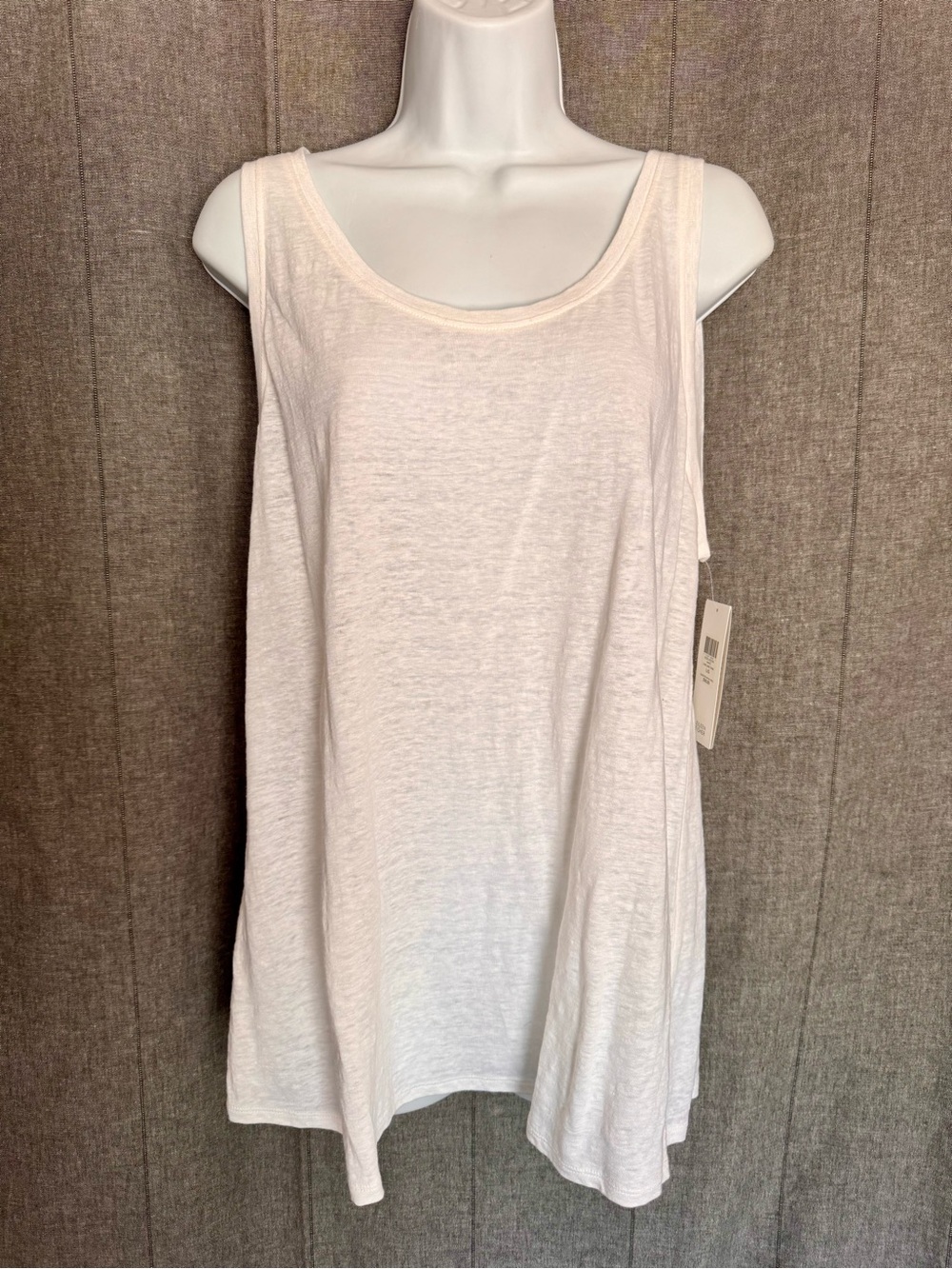 NWT $98 EILEEN FISHER Organic linen Stretch Jersey  Sleeveless Tank Top White L